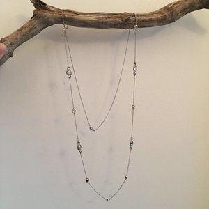 925 Silver Station Necklace Cushion Cut Gemstone